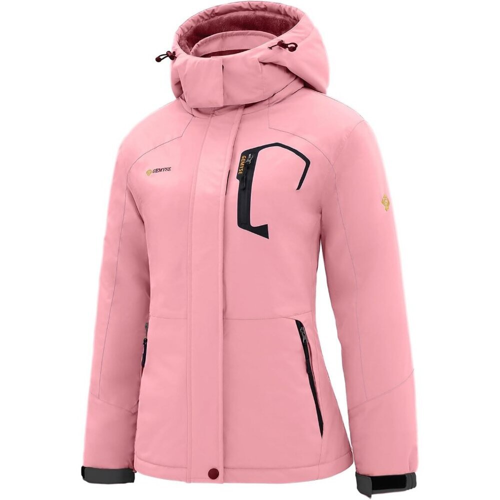 Women's Powder Pink Ski Snow Hooded Jacket Coat Snowboard Waterproof Winter Warm